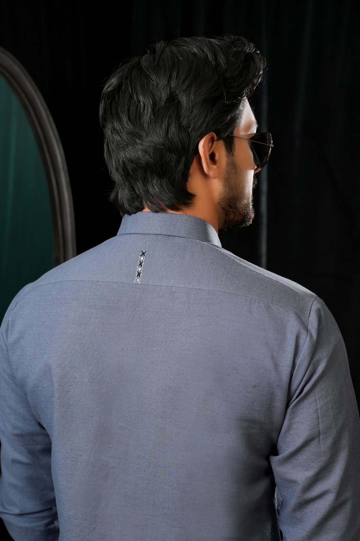 ASH BLUE COTTON LINEN KURTA TROUSER