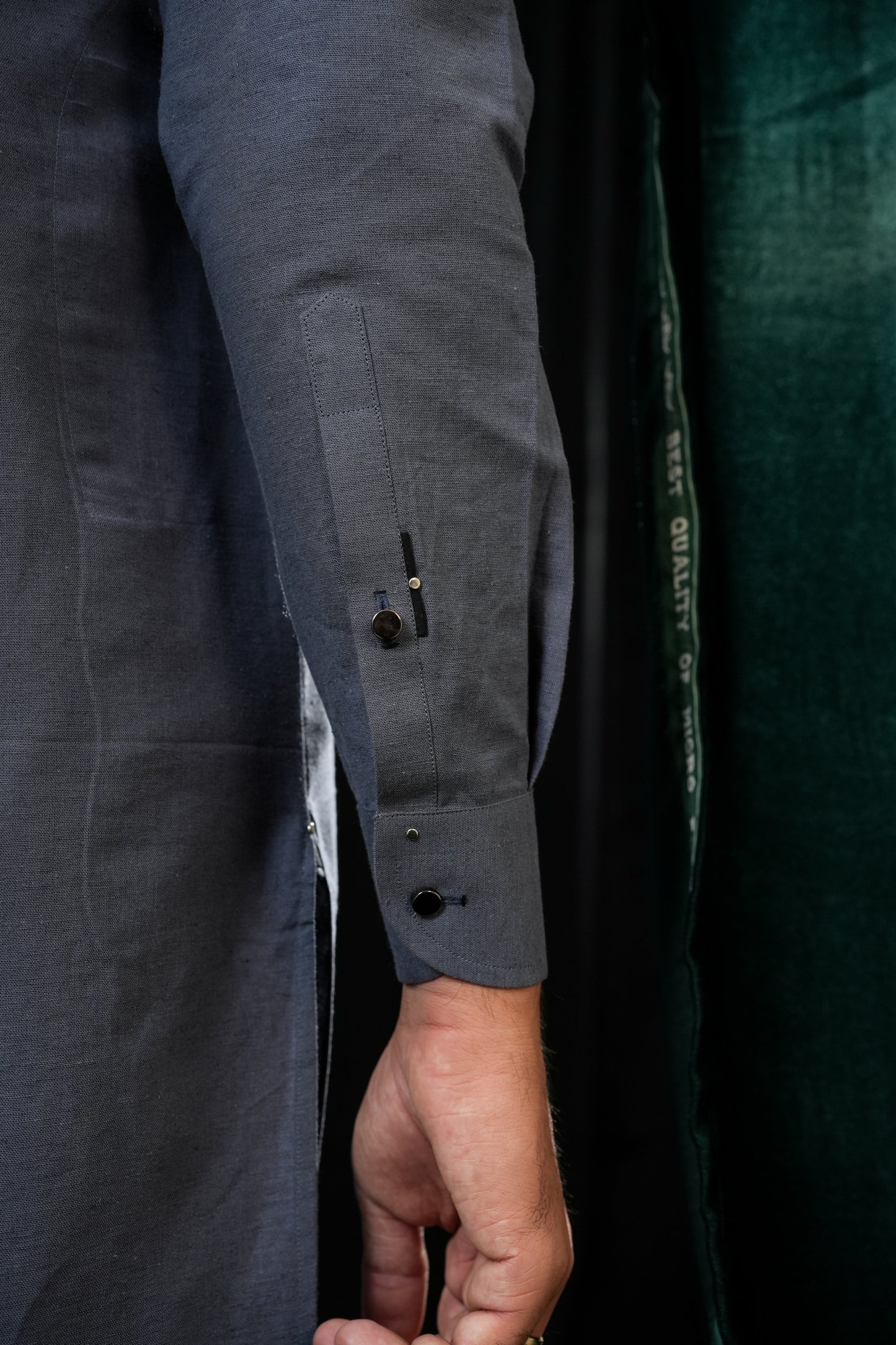 ASH BLUE COTTON LINEN KURTA TROUSER