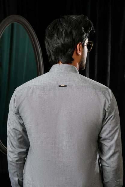 GREY COTTON LINEN KURTA TROUSER