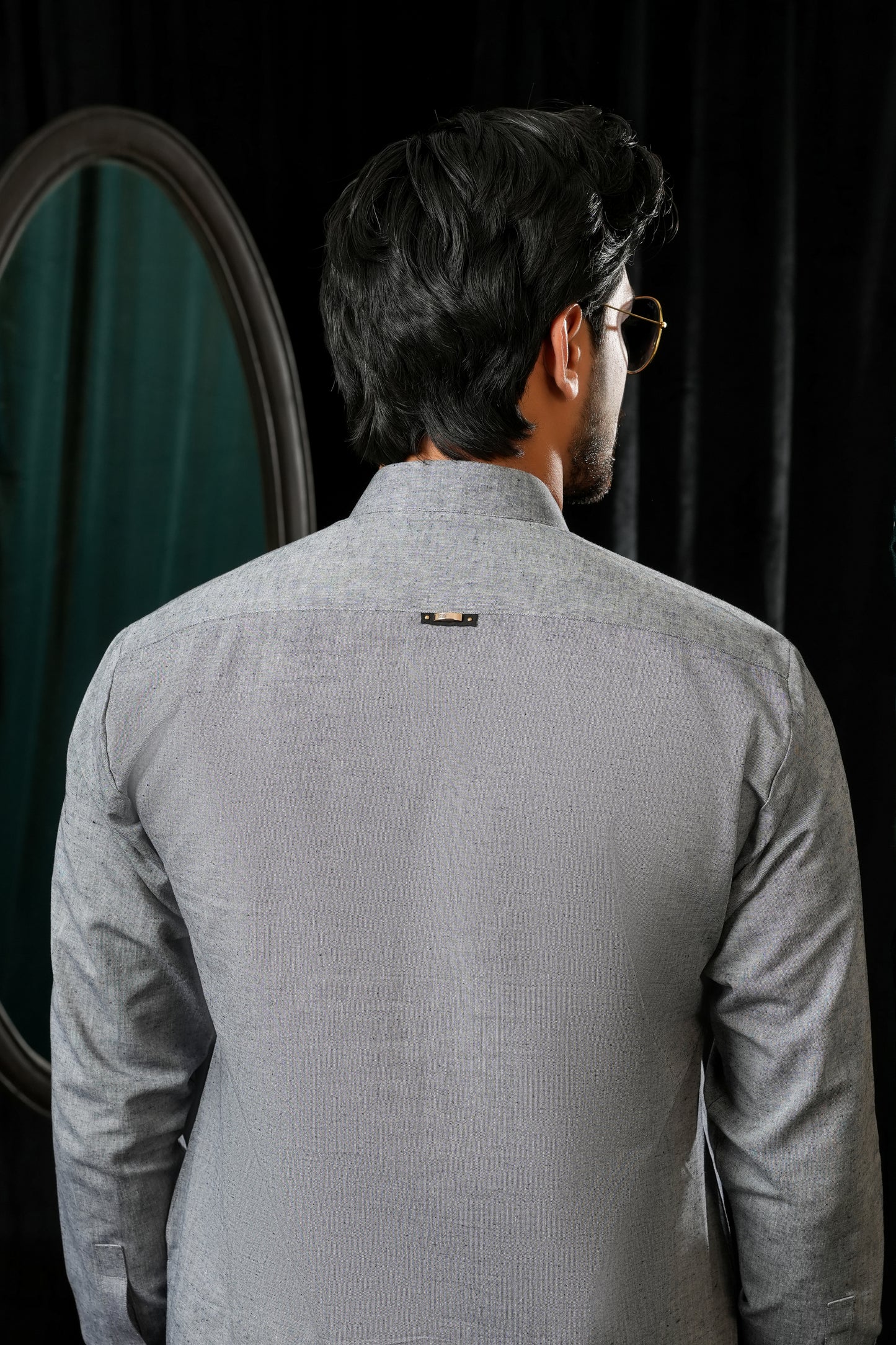 GREY COTTON DOUBLE POCKET KURTA TROUSER