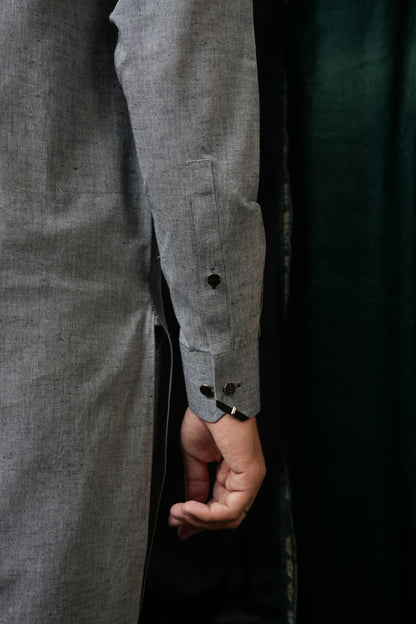 GREY COTTON DOUBLE POCKET KURTA TROUSER