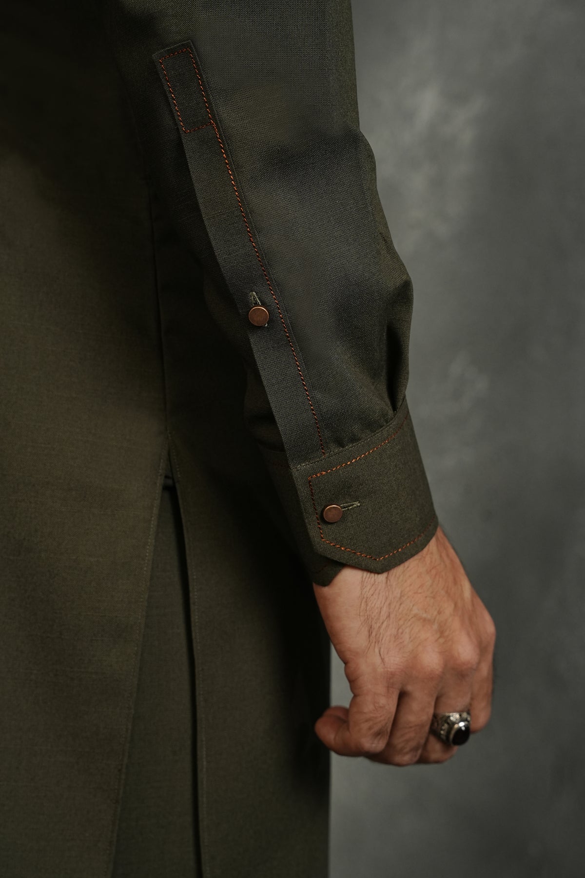 DOUBLE POCKET OLIVE KURTA TROUSER