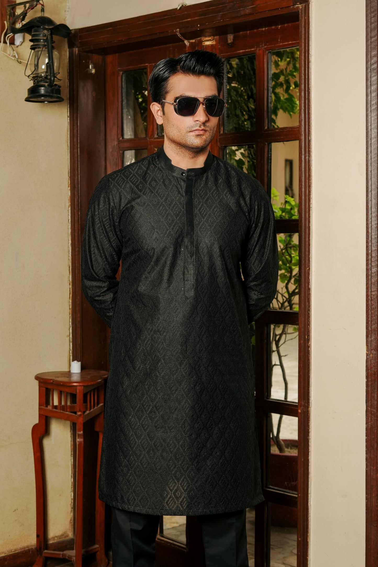 Black Mini Sequin Embroidered Kurta Trouser