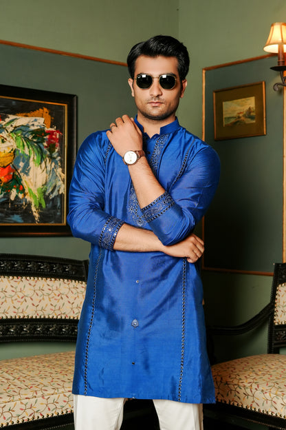 Royal Blue Mirror Work Kurta Trouser