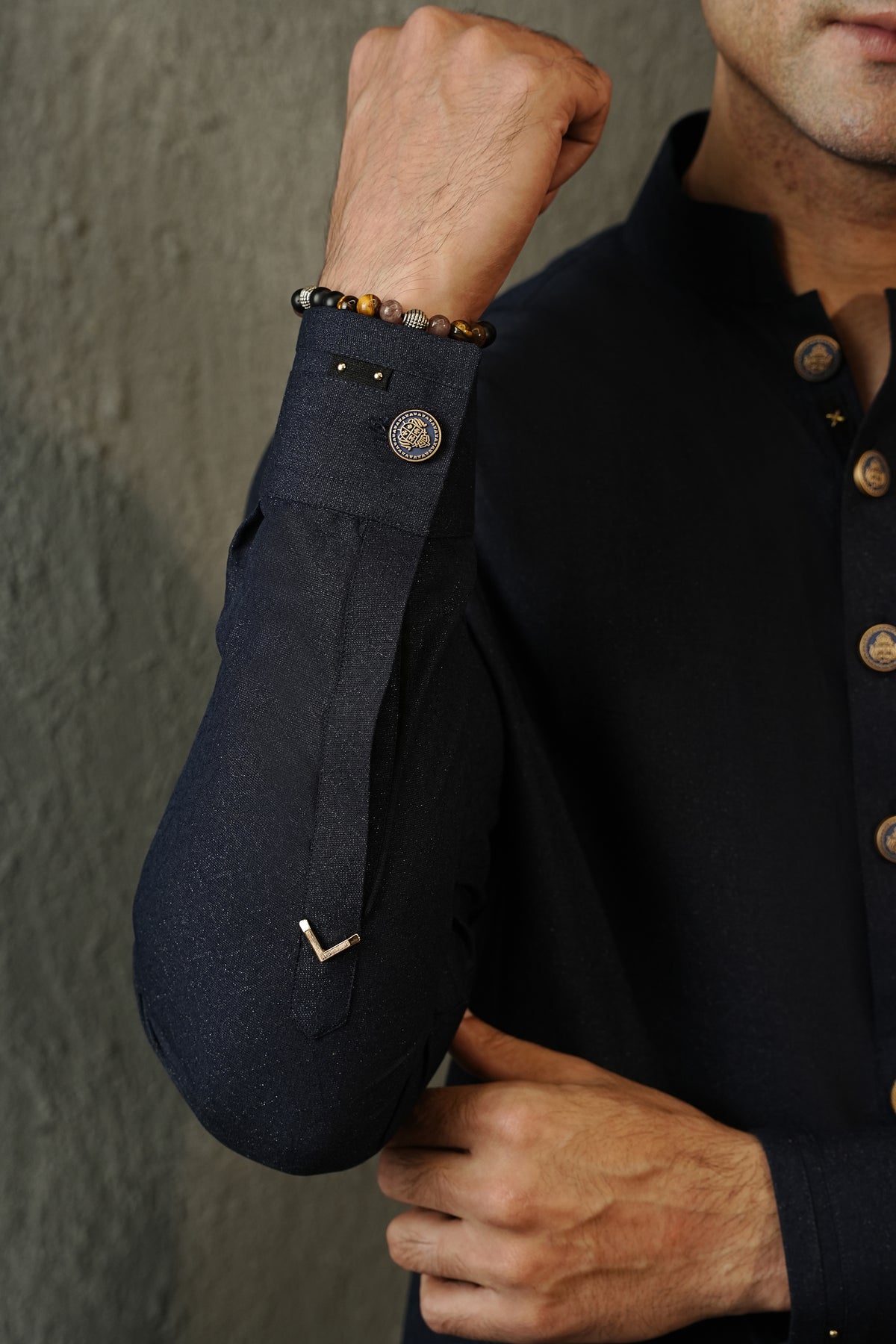 NAVY BLUE TEXTURED KURTA TROUSER