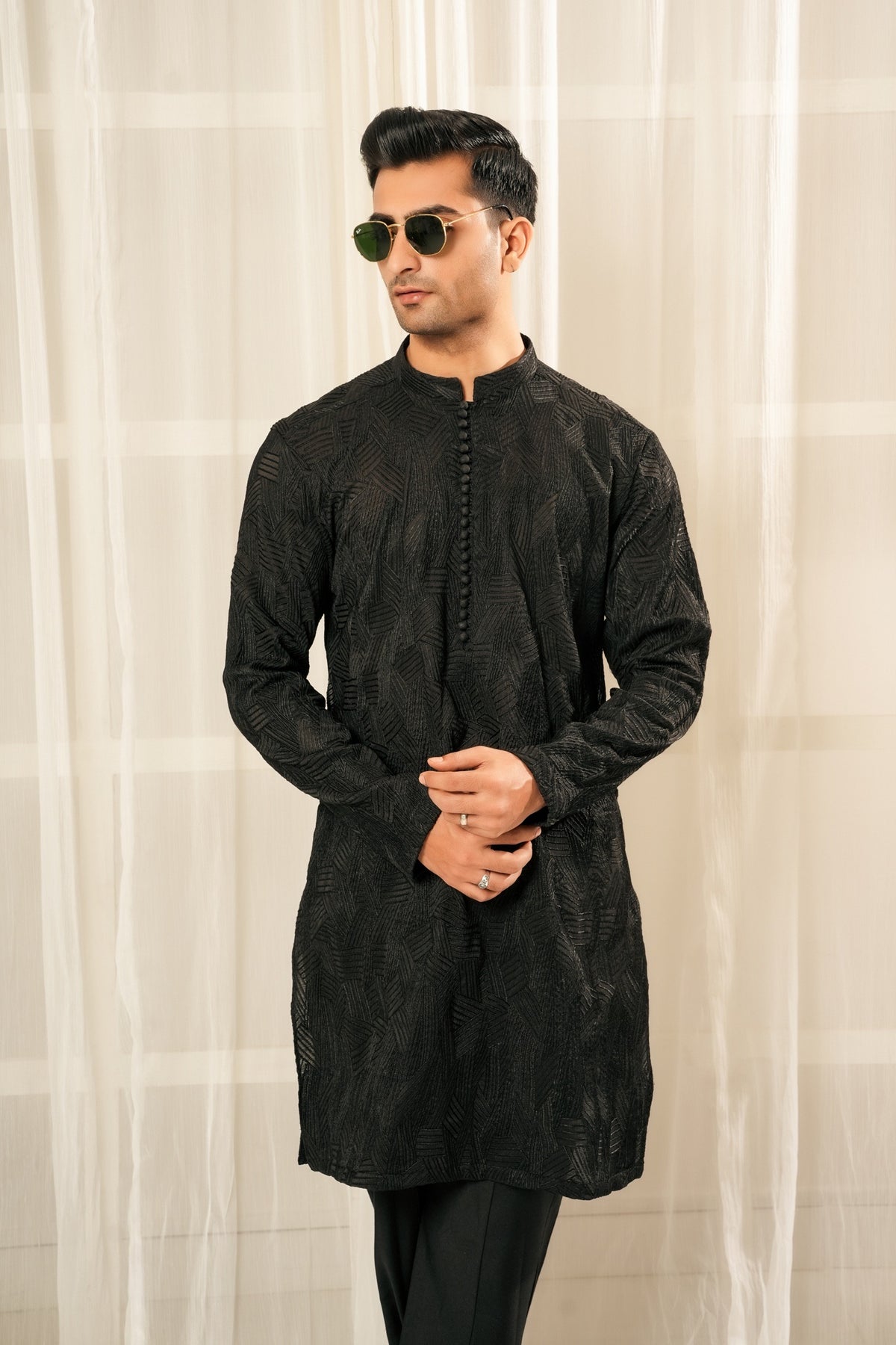 Black Multi Embroidered Kurta Trouser