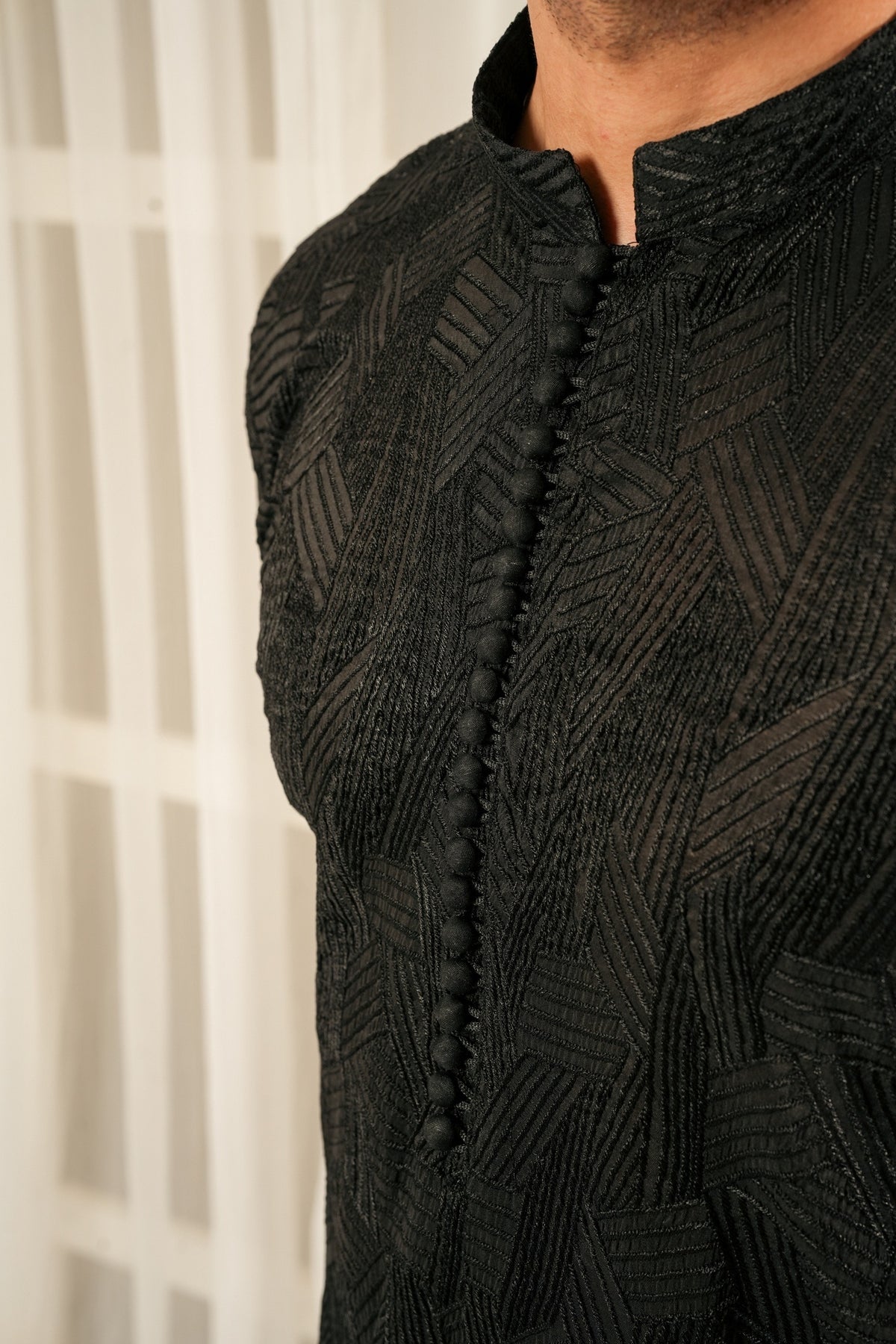 Black Multi Embroidered Kurta Trouser