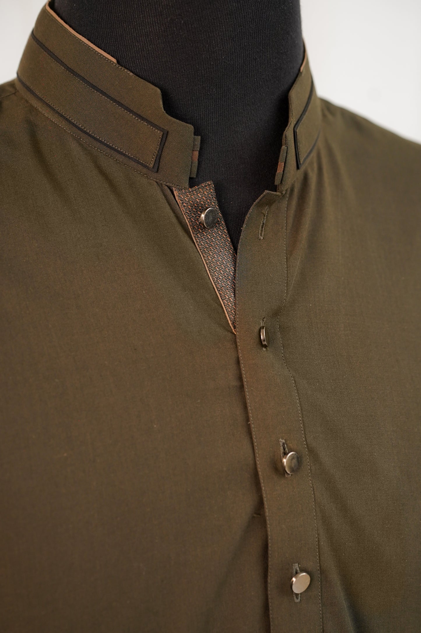 Green Band Collar Kurta Trouser