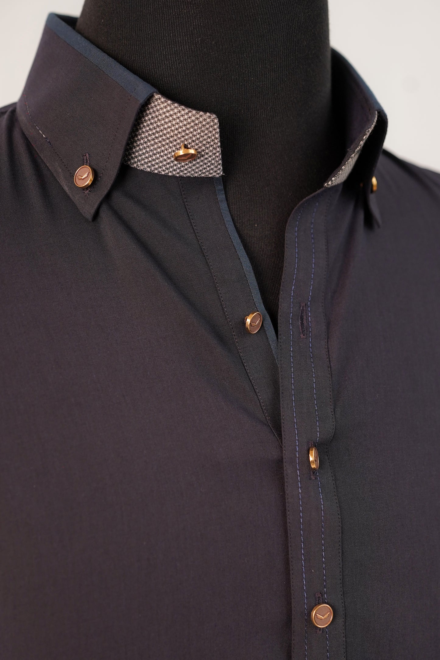 Navy Blue Collar Kurta Trouser