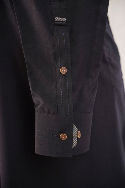 Navy Blue Collar Kurta Trouser