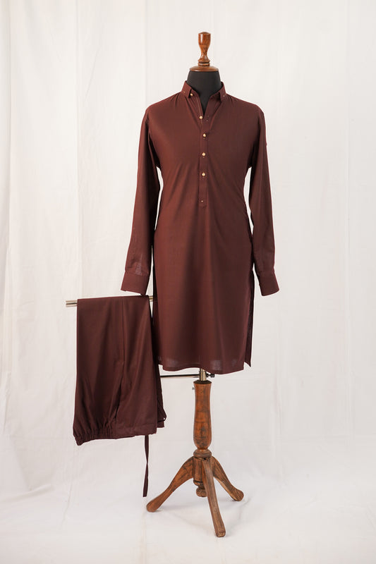 Brown Pinned Kurta Trouser