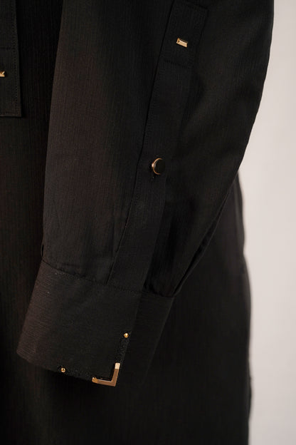 Black Textured Kurta Trouser