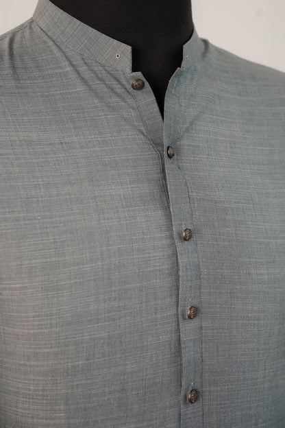 Grey Textured Kurta Trouser