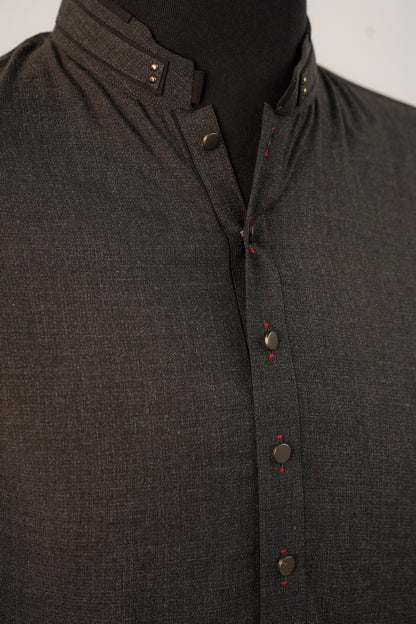 Dark Grey Textured Kurta Trouser