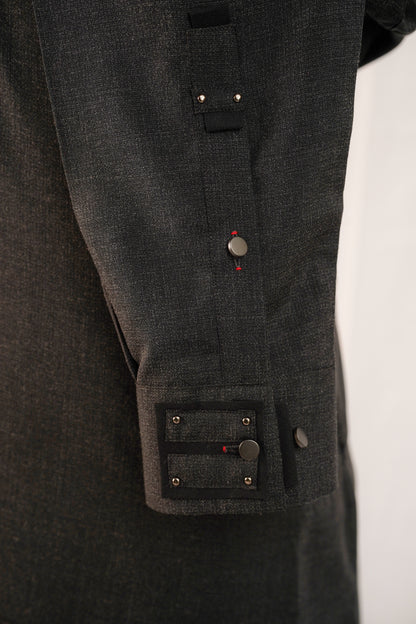 Dark Grey Textured Kurta Trouser