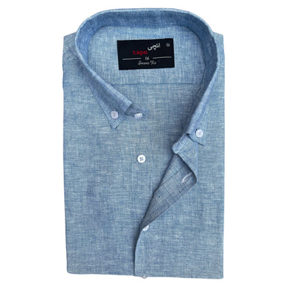 DENIM BLUE COTTON LINEN SHIRT