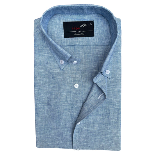 DENIM BLUE COTTON LINEN SHIRT