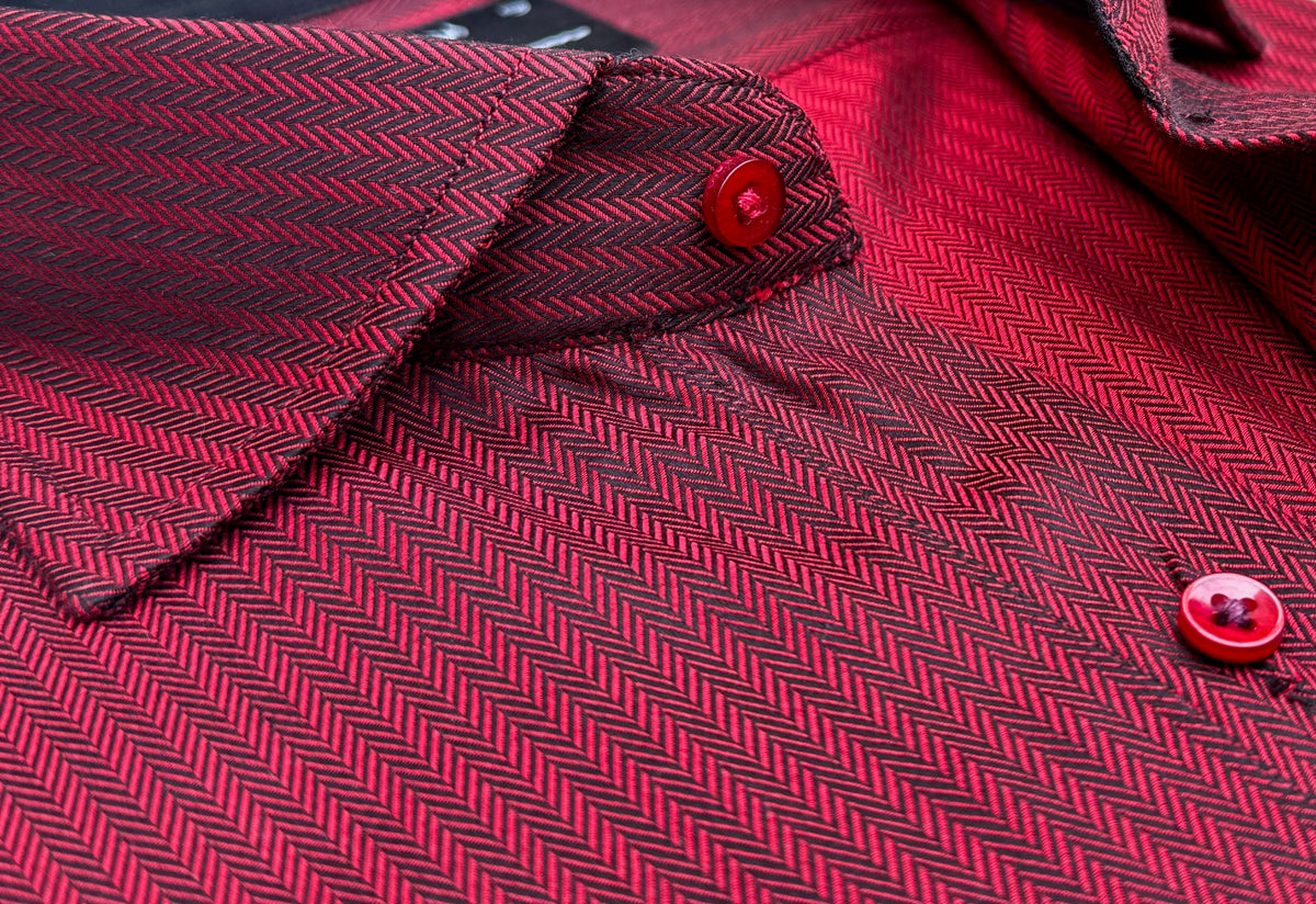 RED HERRINGBONE SHIRT