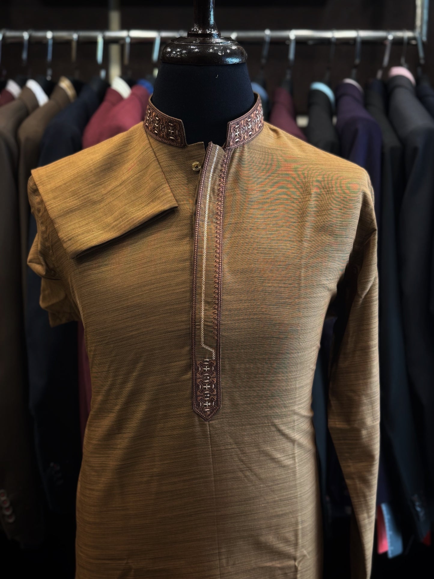 Mustard Embroidered Kurta Trouser