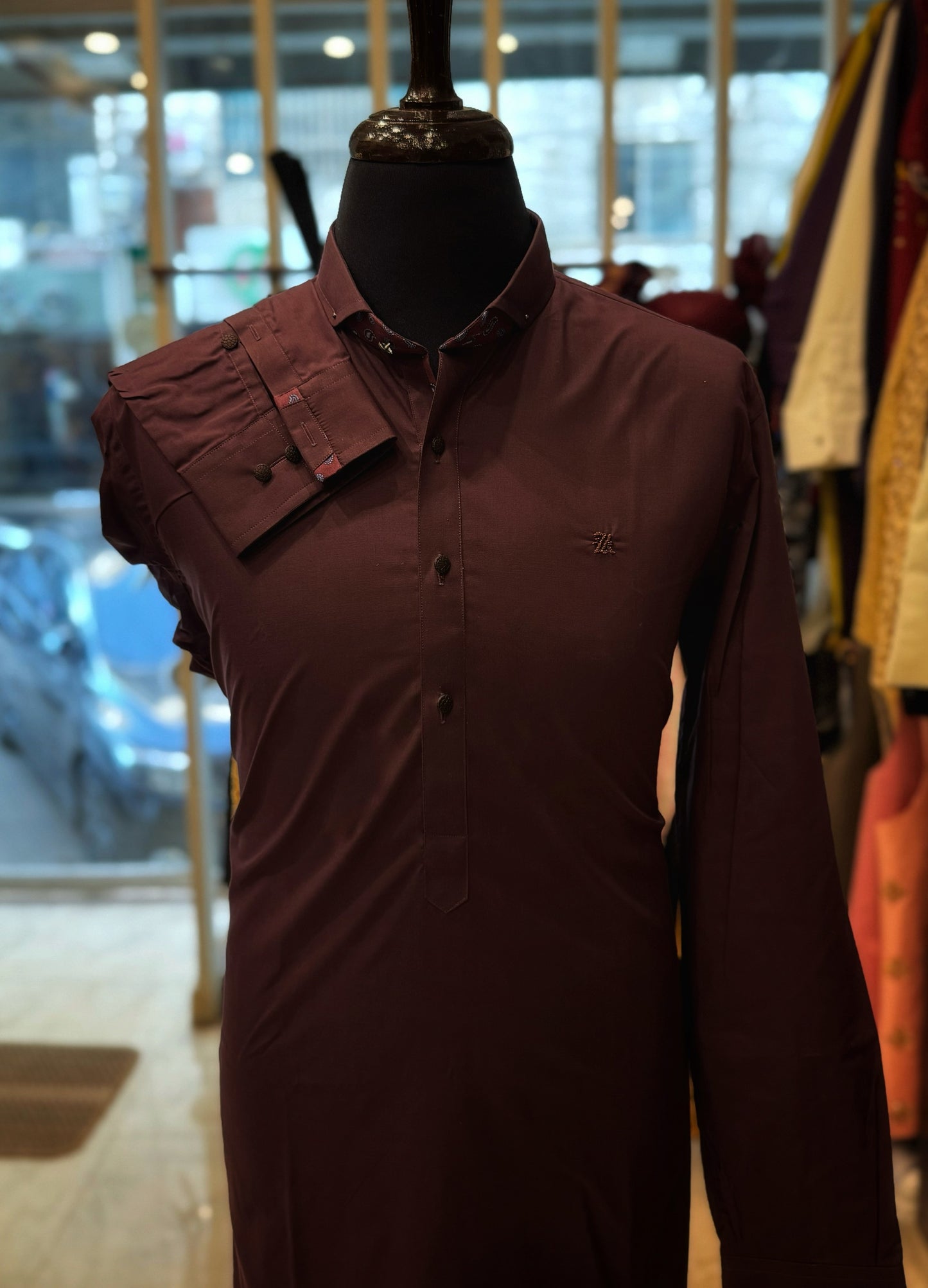 Wood Maroon Kurta Trouser