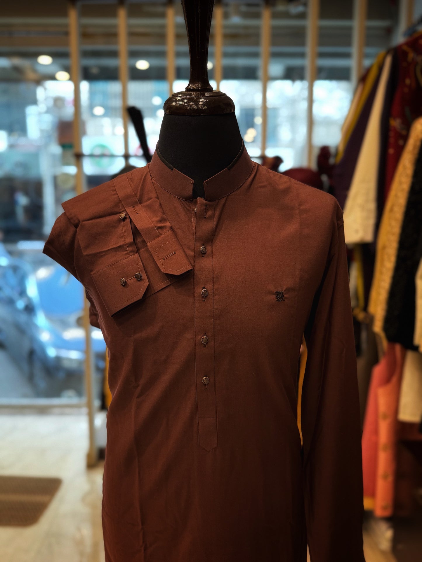 Rust Mandarin Kurta Trouser