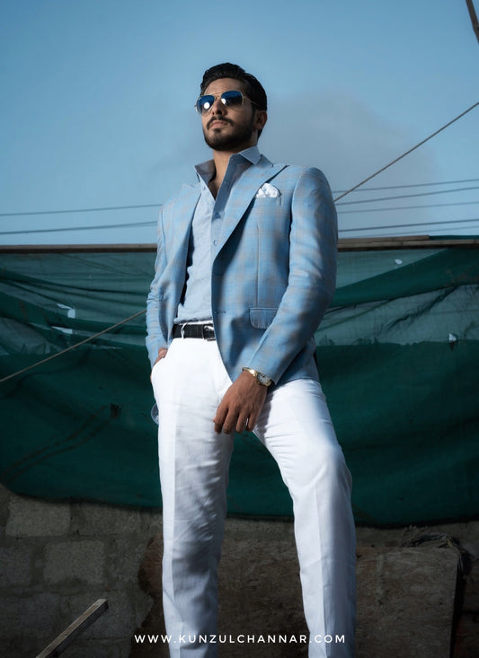 LIGHT BLUE LINEN BLAZER