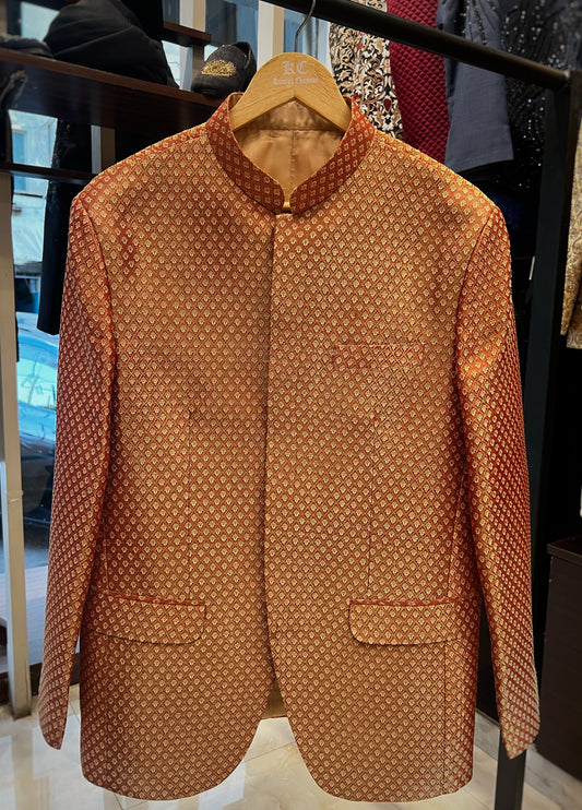 Orange Jamawar Prince Coat