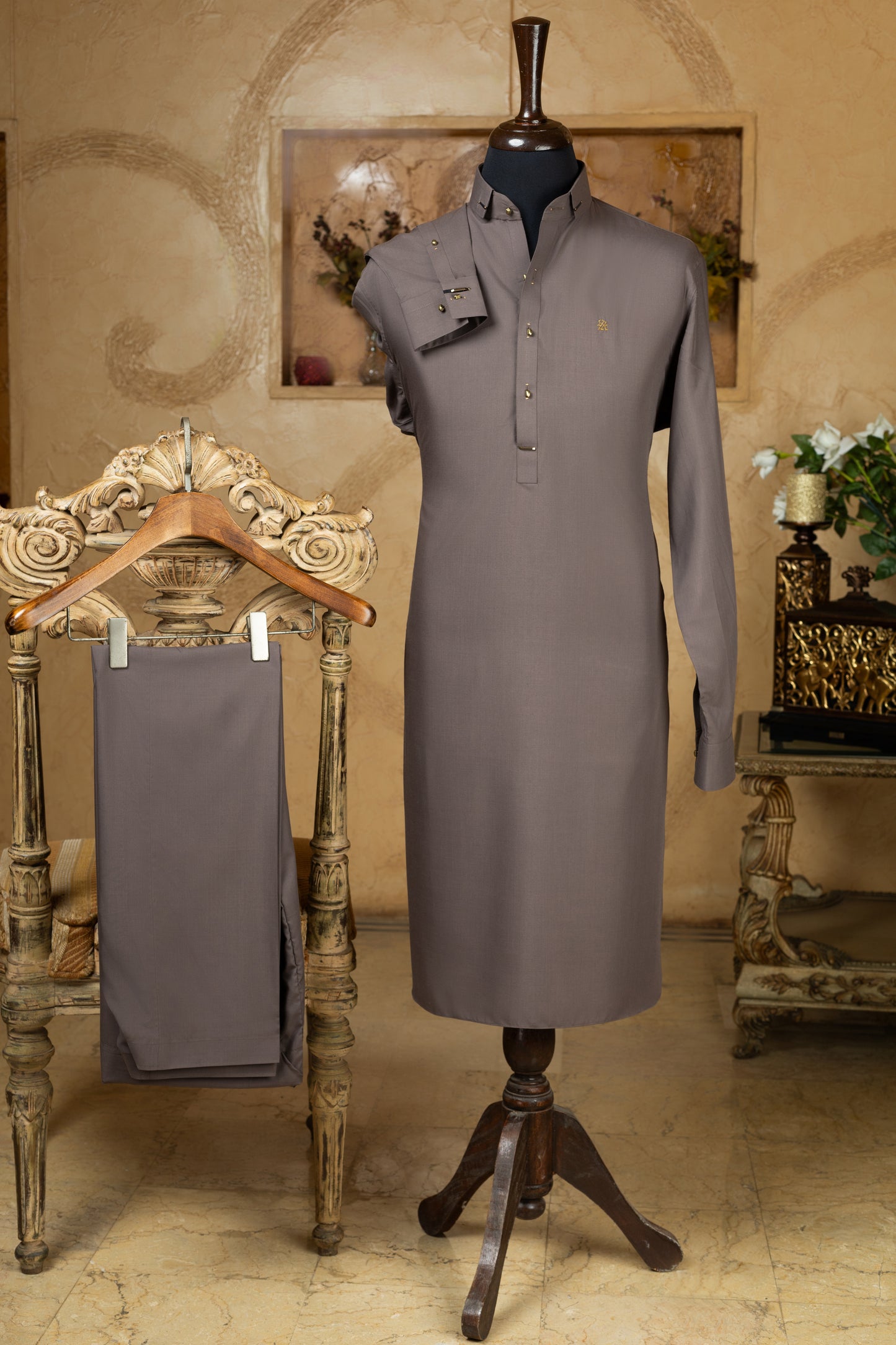 Biscuit Grey Shalwar Kameez