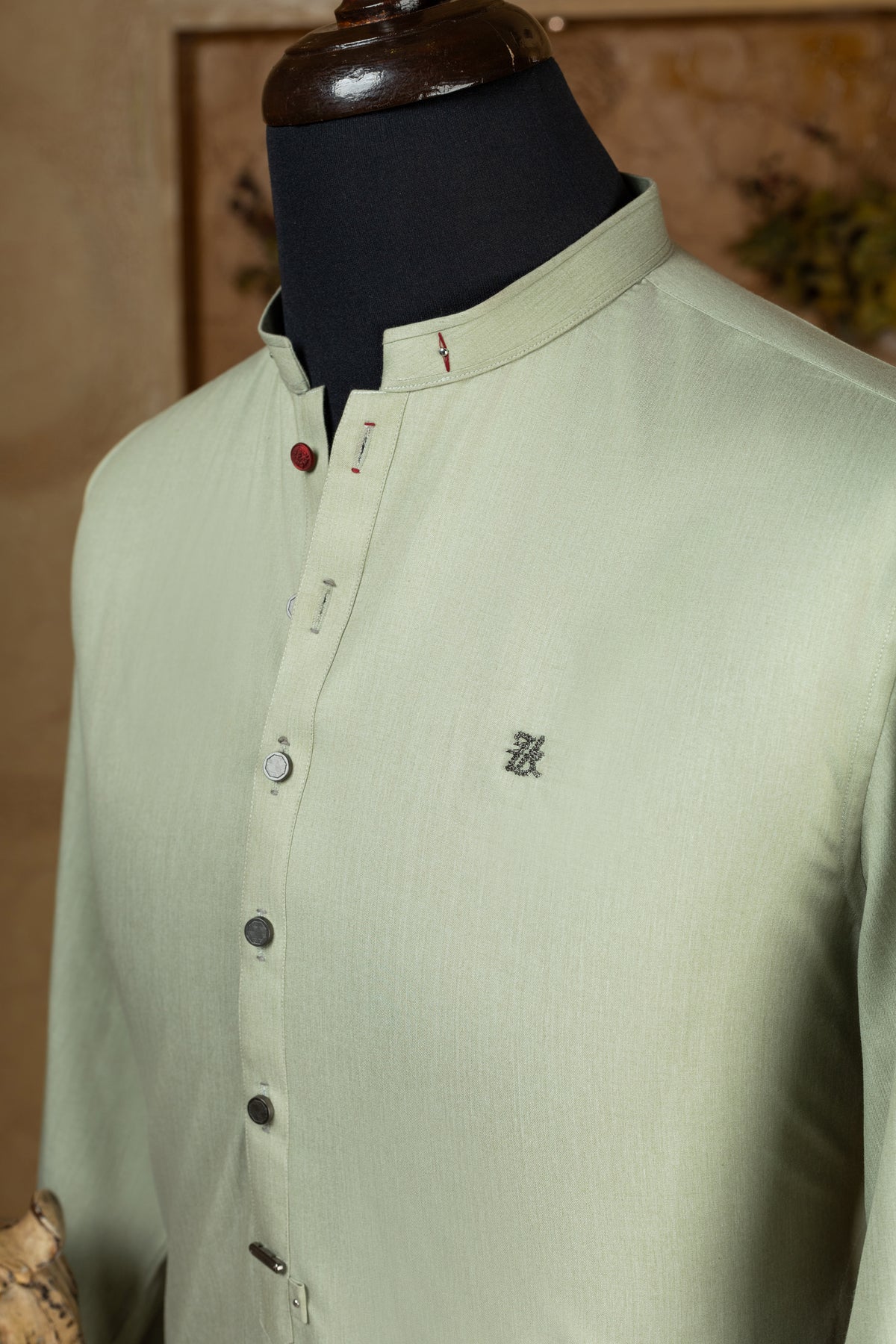 Lime Green Mandarin Collar Kurta Trouser