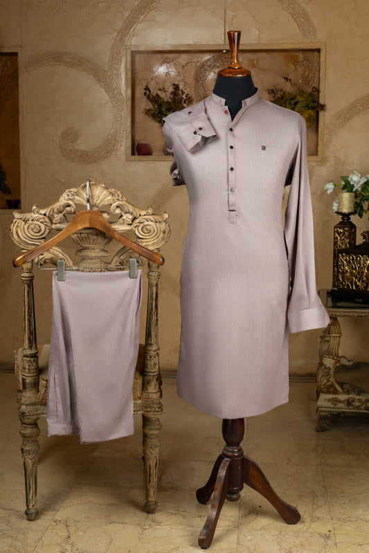 Lilac Mandarin Collar Kurta Trouser