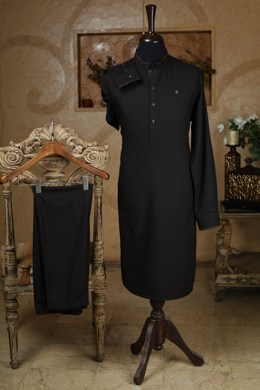 Black Mandarin Shalwar Kameez