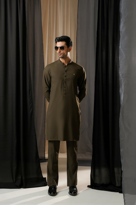 DARK OLIVE GREEN PREMIUM KURTA TROUSER