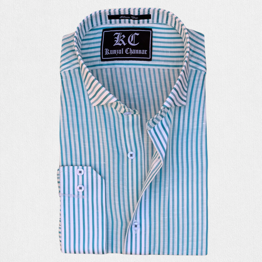 Sapphire Blue Striped Linen Shirt