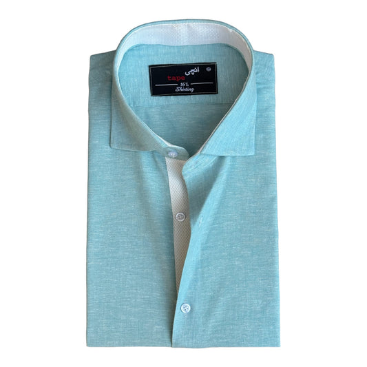 Aqua Cotton Cut Way Collar Shirt