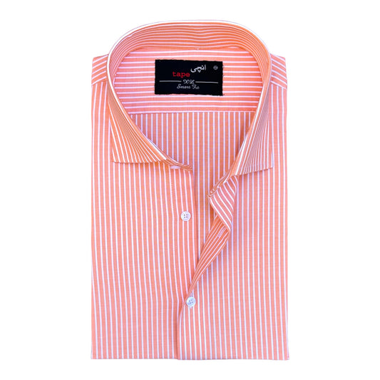 Micro Striped Orange Formal Shirt