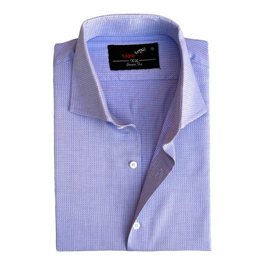 Jacquard Sky Blue Cotton Shirt