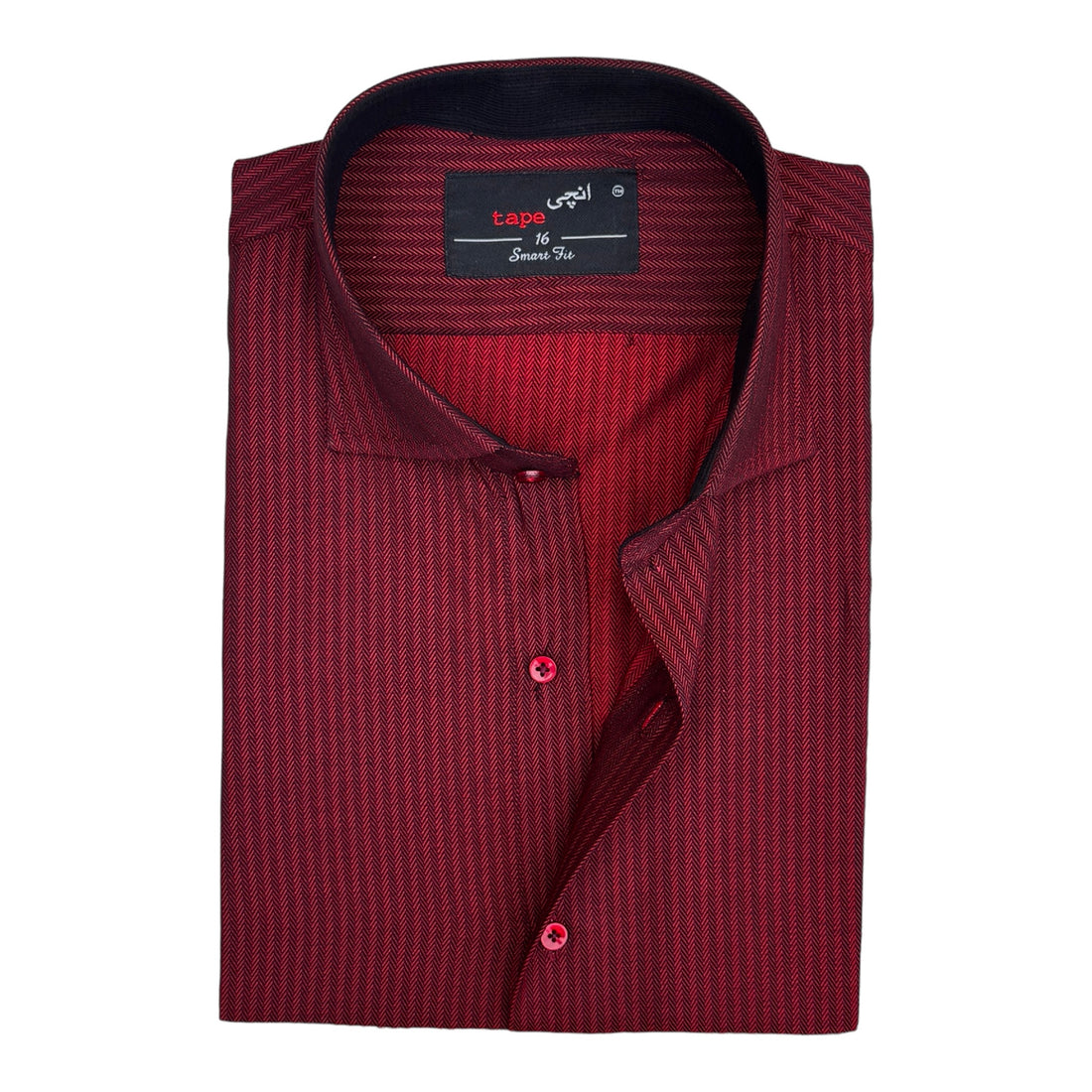 RED HERRINGBONE SHIRT