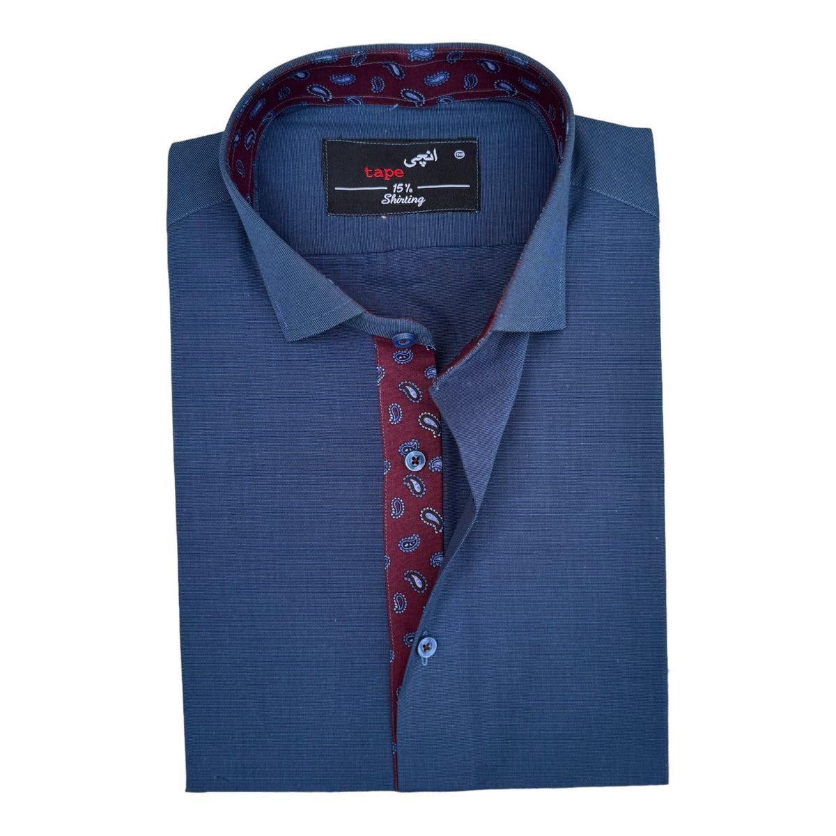 Blue Textured Cotton Shirt