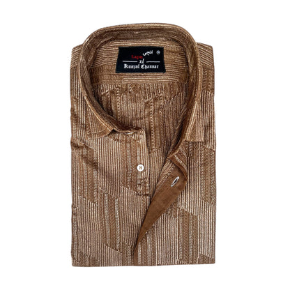 Summer Embroidered Cotton Shirt - Coffee