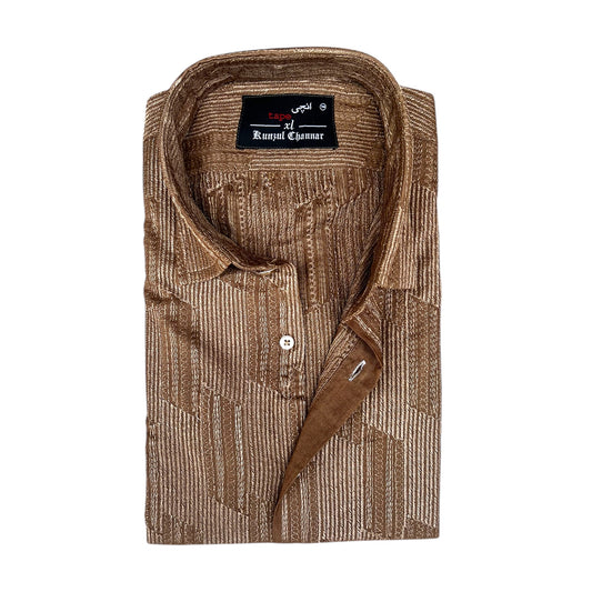 Summer Embroidered Cotton Shirt - Coffee
