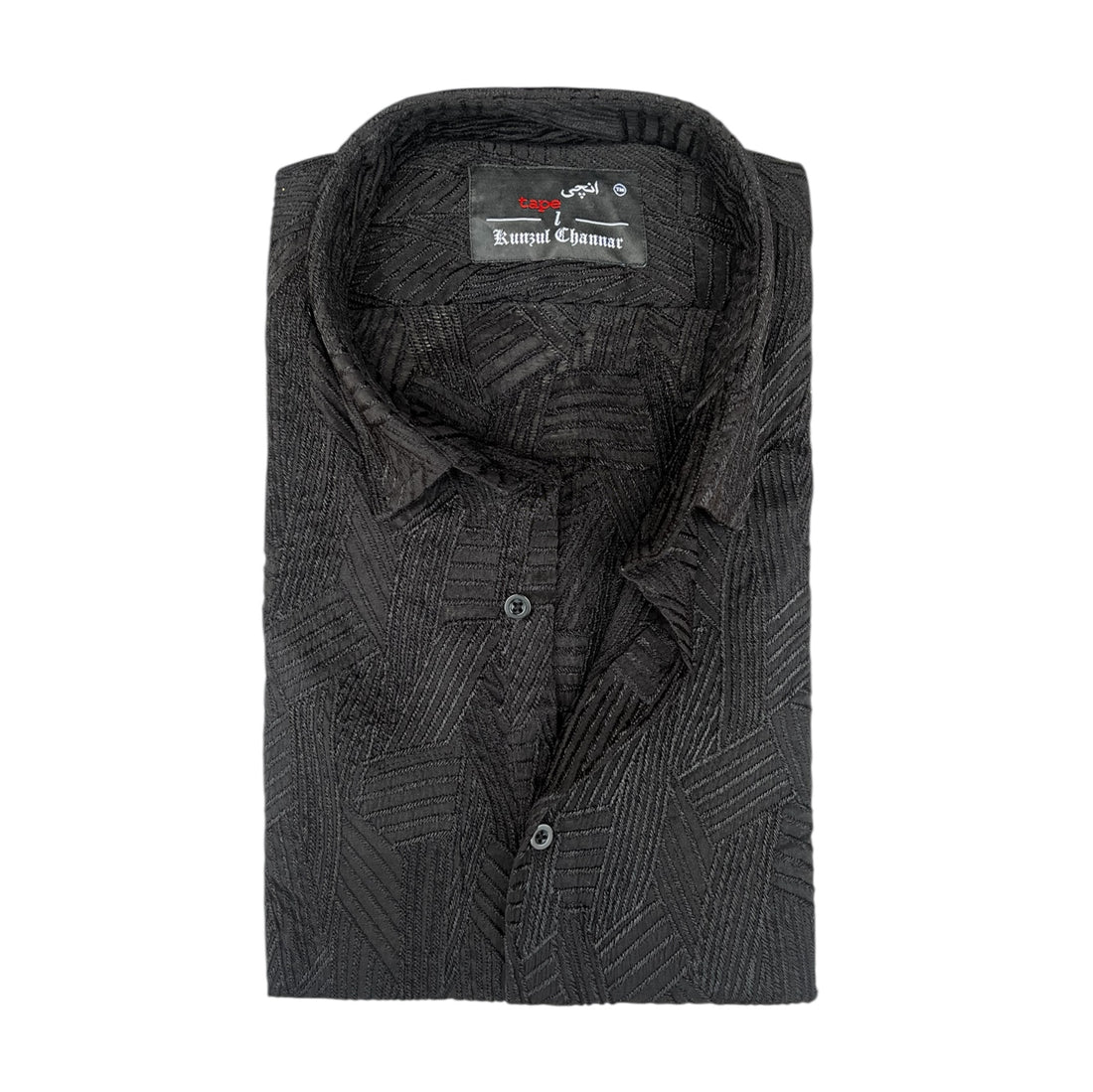 SUMMER EMBROIDERED COTTON SHIRT - BLACK