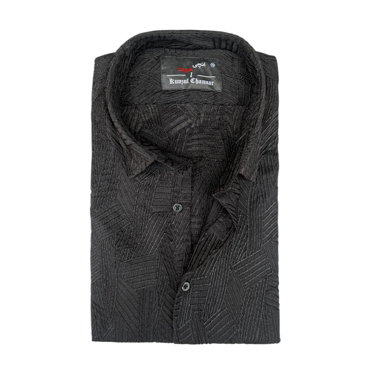 SUMMER EMBROIDERED COTTON SHIRT - BLACK