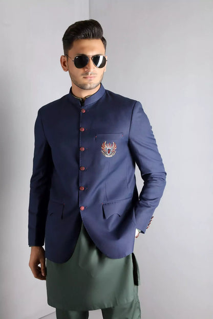 Mid Night Blue Prince Coat with Signature Logo