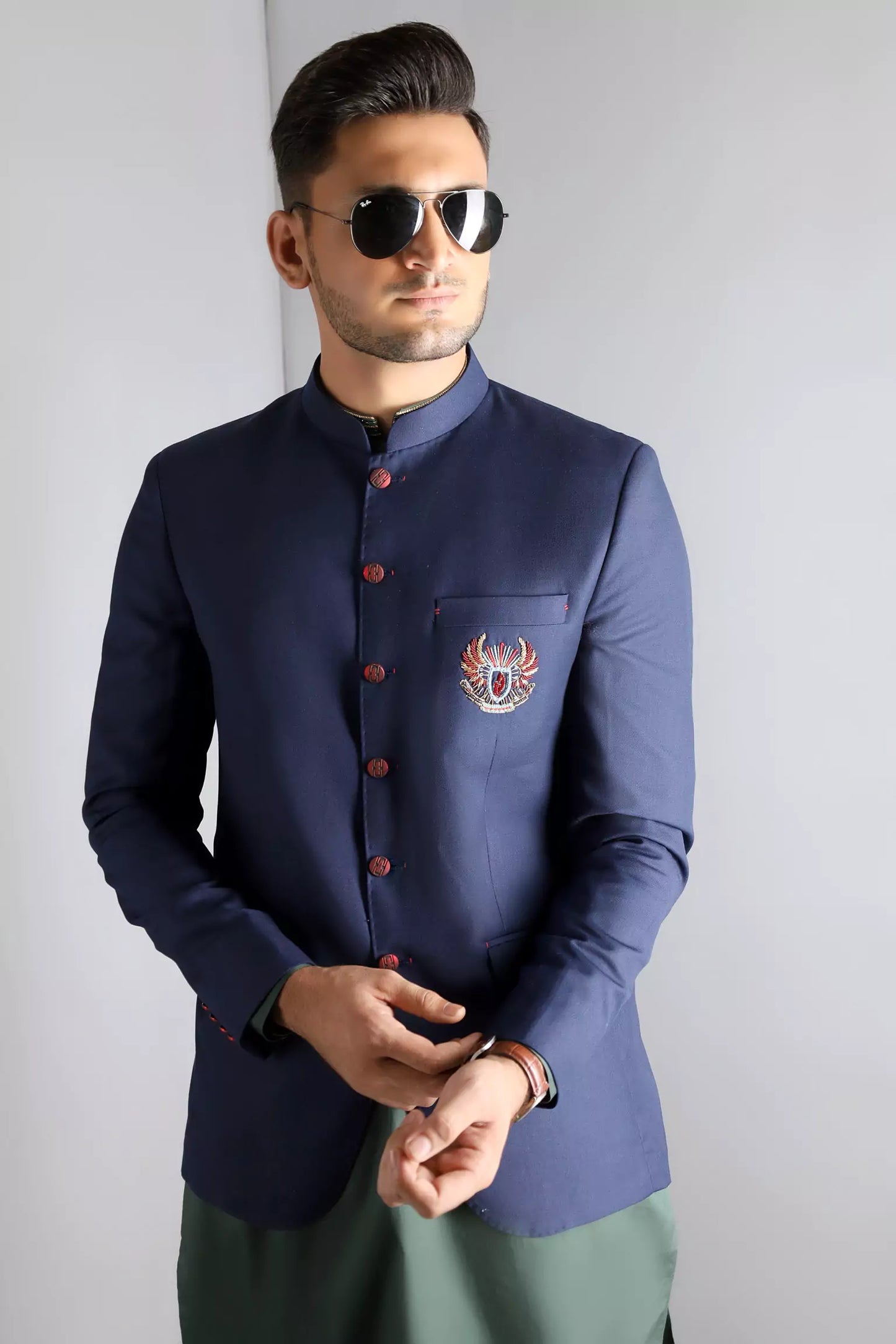 Mid Night Blue Prince Coat with Signature Logo