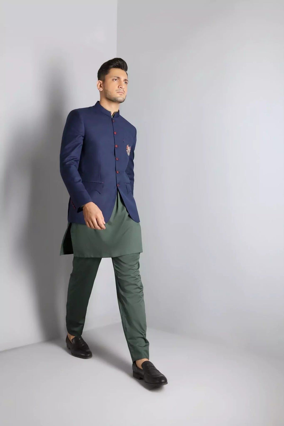 Mid Night Blue Prince Coat with Signature Logo
