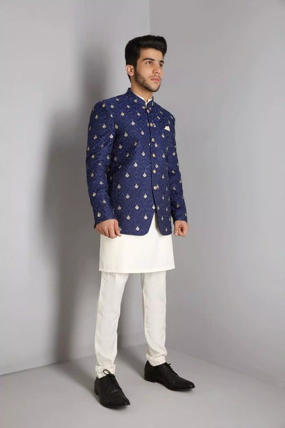 Royal Blue with Golden Embroidered Prince Coat