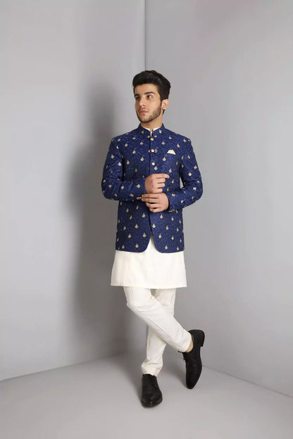 Royal Blue with Golden Embroidered Prince Coat