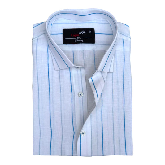 Micro Blue Striped Linen Shirt