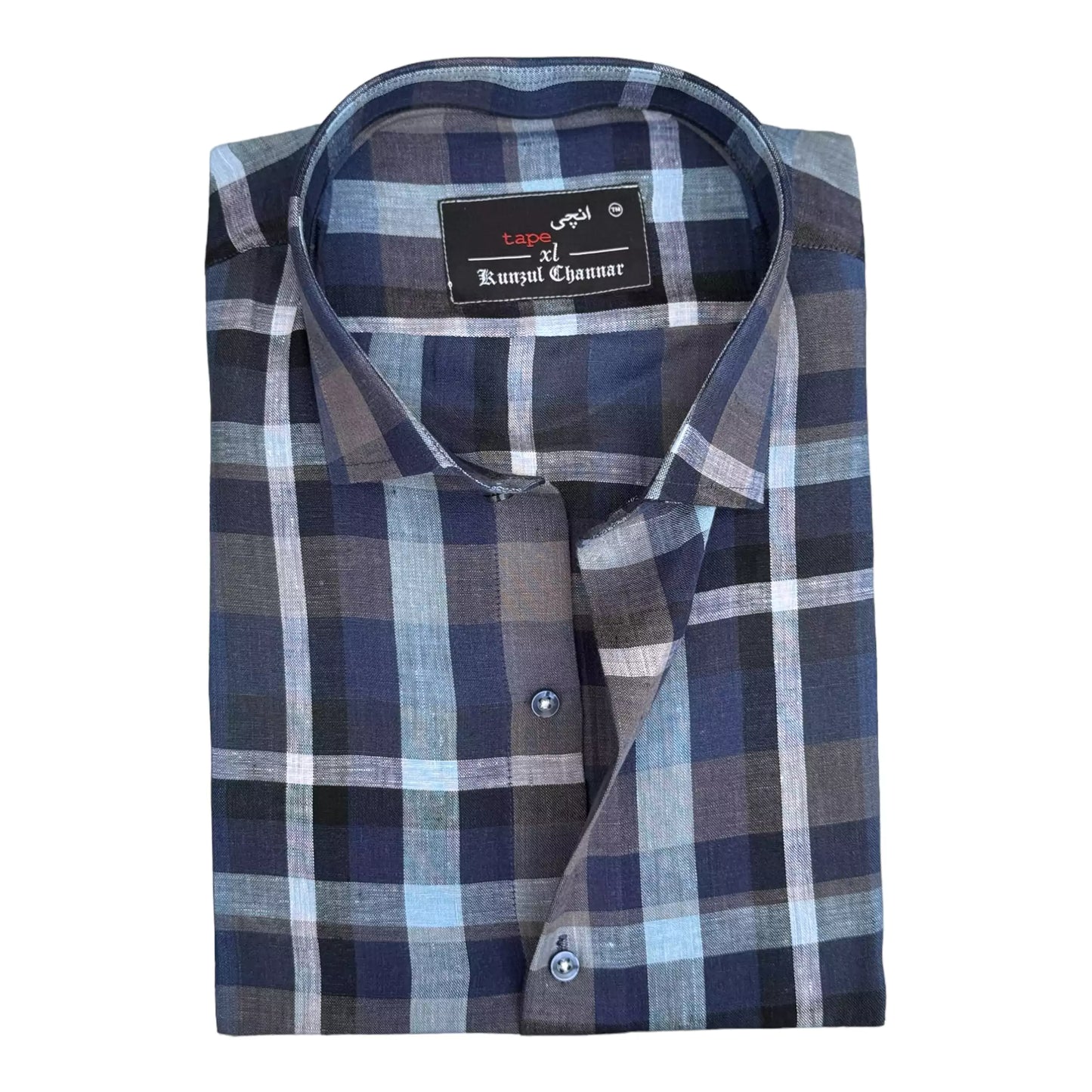 Blue Checkered Linen Shirt