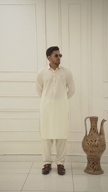 Cream White Premium Shalwar Kameez